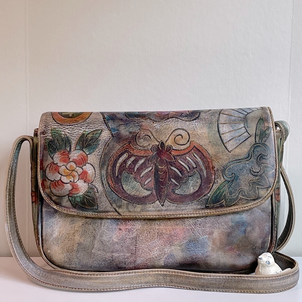 Jane Yoo Wearable Art Handpainted Leather Crossbody Bag